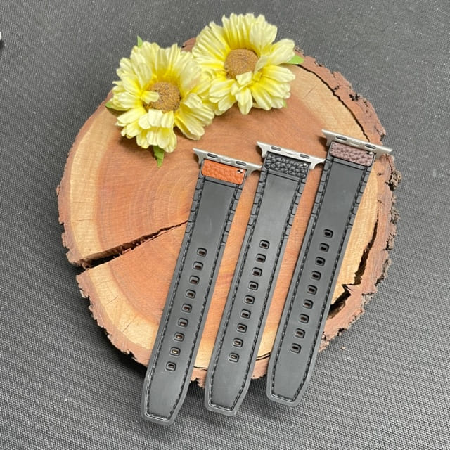 Textured Leather Stitch Design Apple Watch Starp For 42-44-45-49 mm from hangingowl