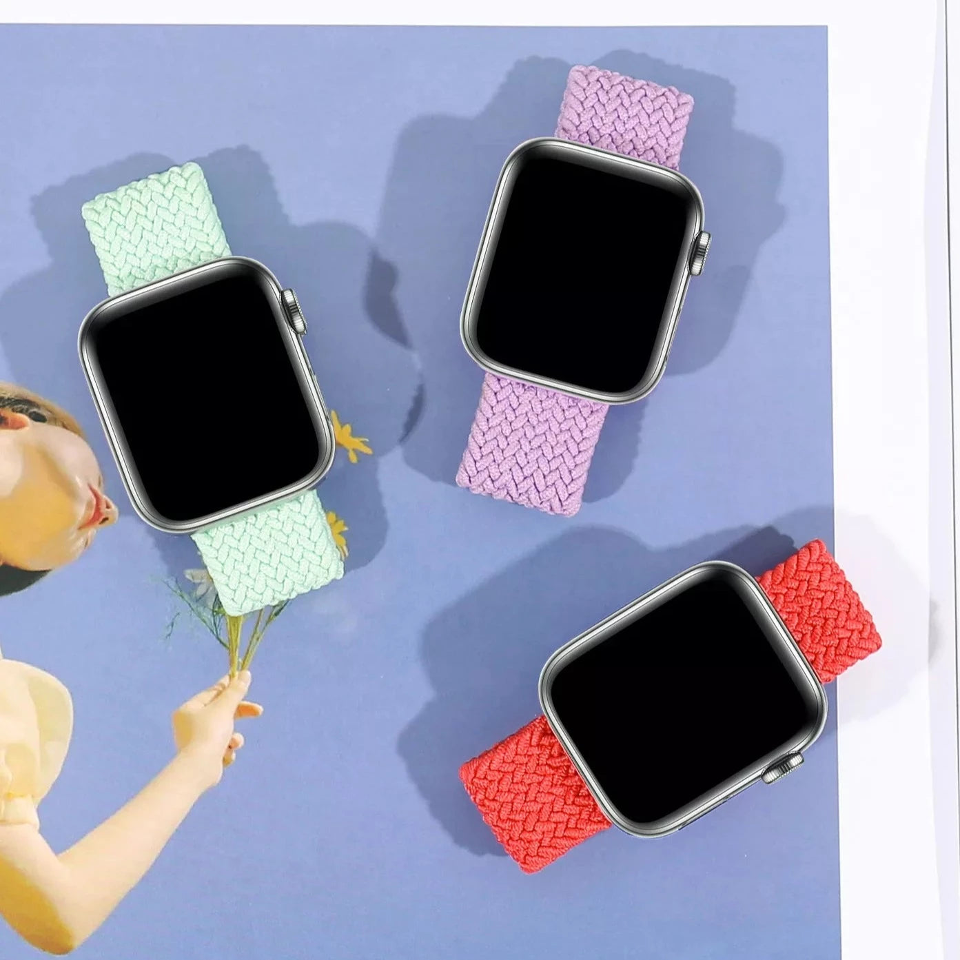 Braided Solo Stretchable Loop Band For Apple Watch 38-40-41 mm - Hanging Owl India