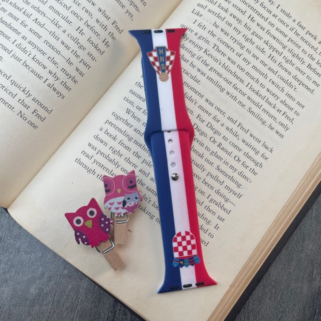 Team Logo Printed Liquid Silicone Apple Watch Band for 42-44-45 mm