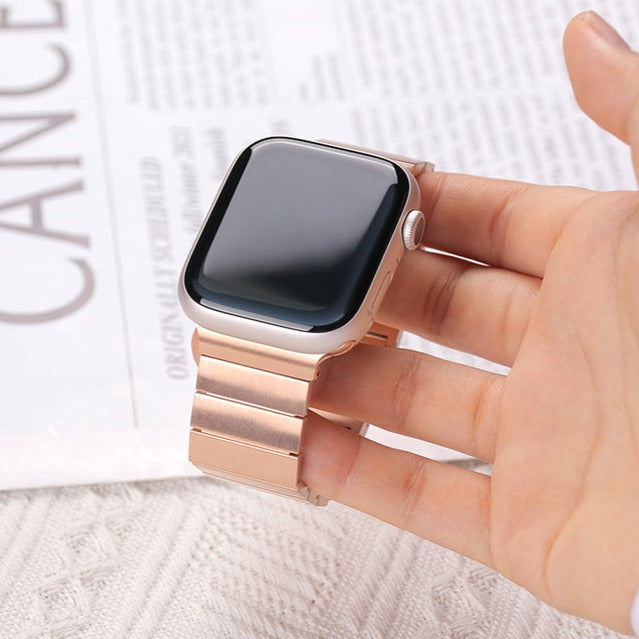 Rose Gold Metallic Magnetic Link Band For Apple Watch 42-44-45-49 mm