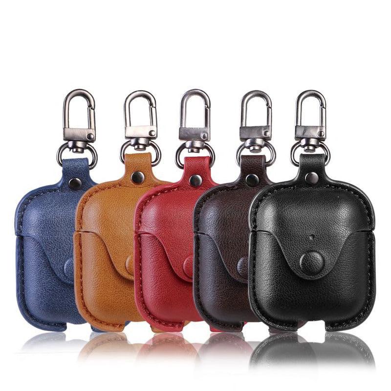 Designer Pouch Button Leather Airpods Cases Cover for 1-2