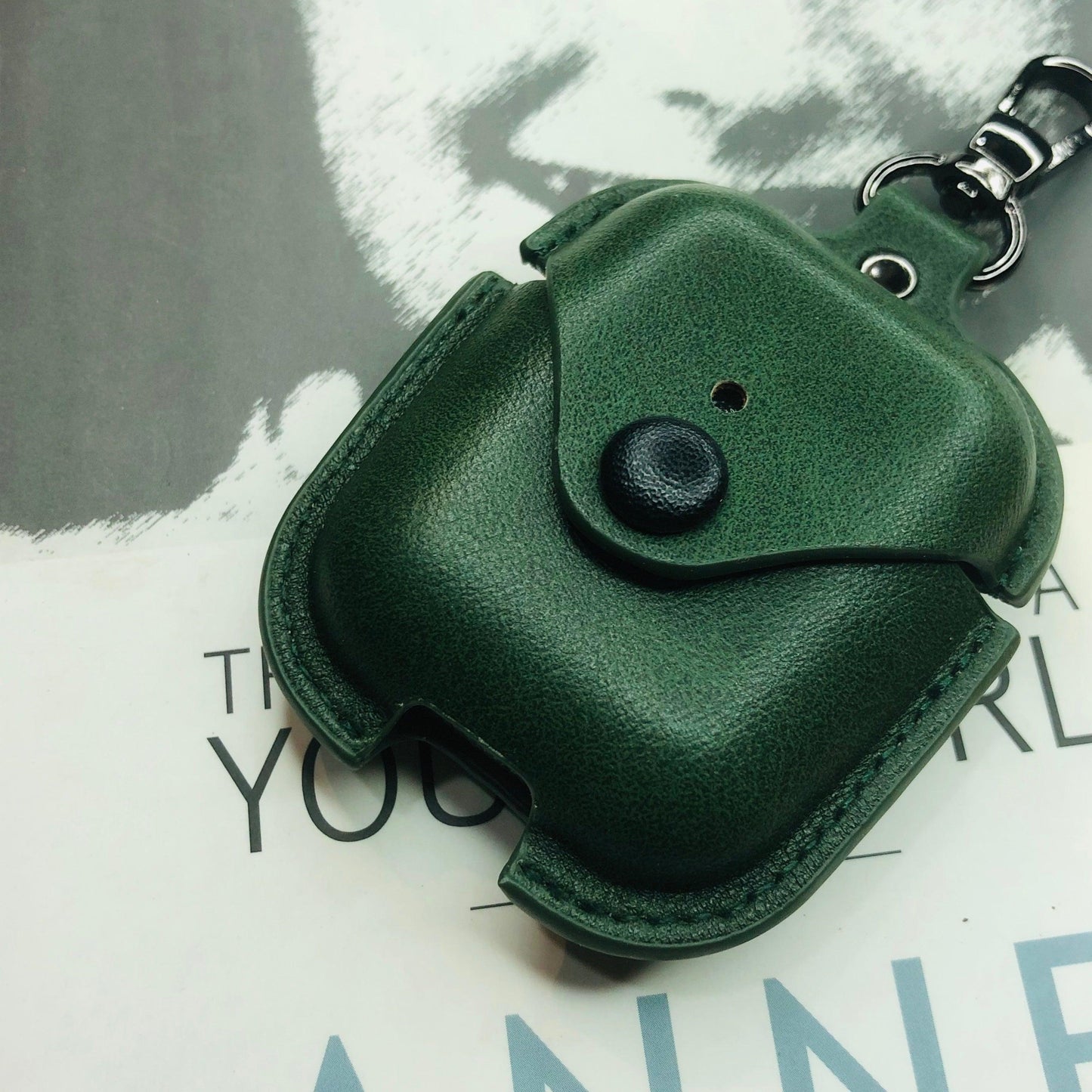 DESIGNER POUCH BUTTON LEATHER AIRPODS CASES - Hanging Owl