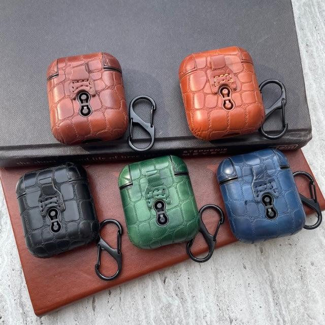 EMBOSSED CROCO CLOUDS LEATHER 1-2 GENERATION AIRPODS CASES - Hanging Owl India