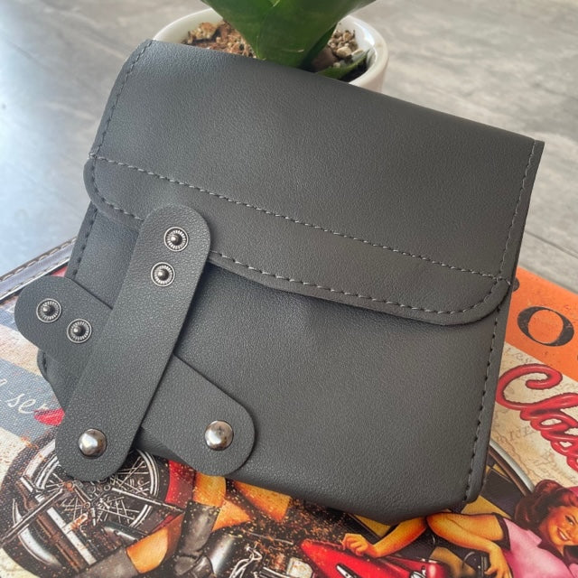 Grey PU Leather Laptop Sleeve With Charger Cover and Tie Down Straps