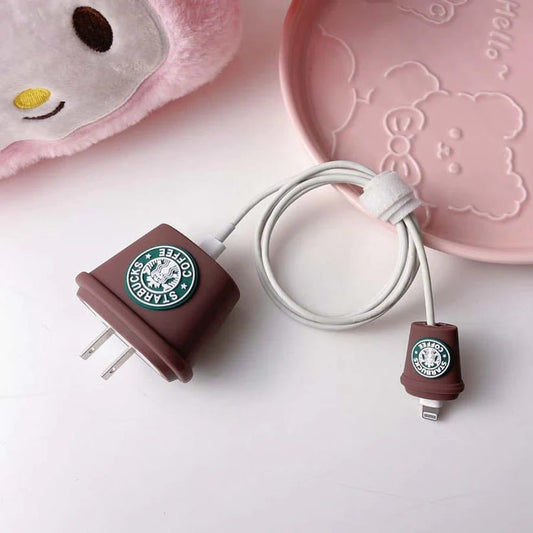 Brown Star-Bucks Apple Charger Cover For 18-20W from hanging owl
