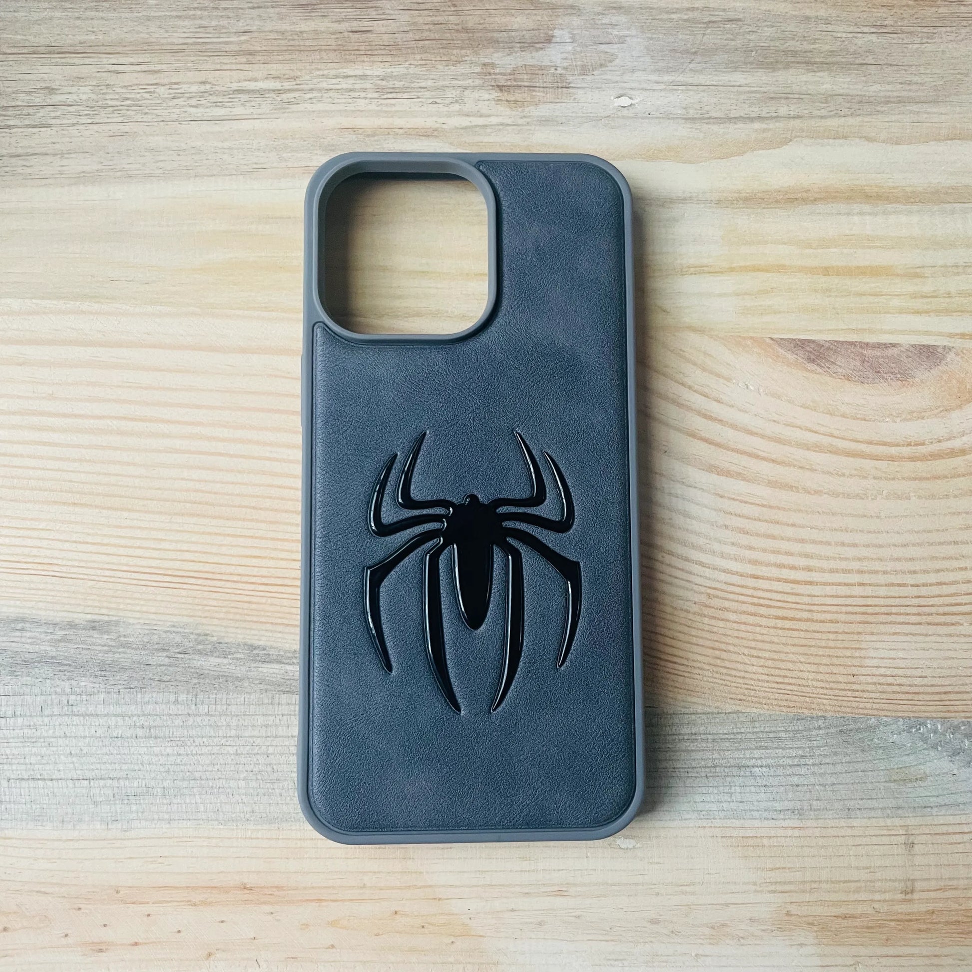 Gray Series  Premium Leather 3D Embossed iPhone Case - The Spider 