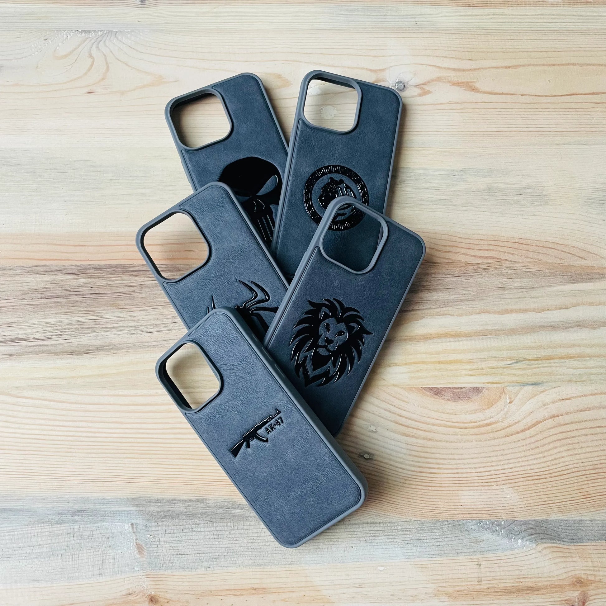 Gray Series | Premium Leather 3D Embossed iPhone Case