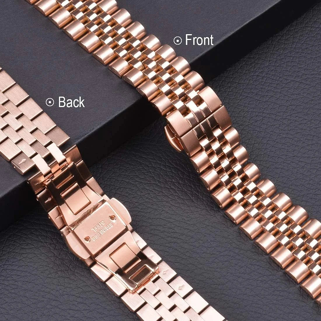 Rose gold Apple Watch band packaging and box