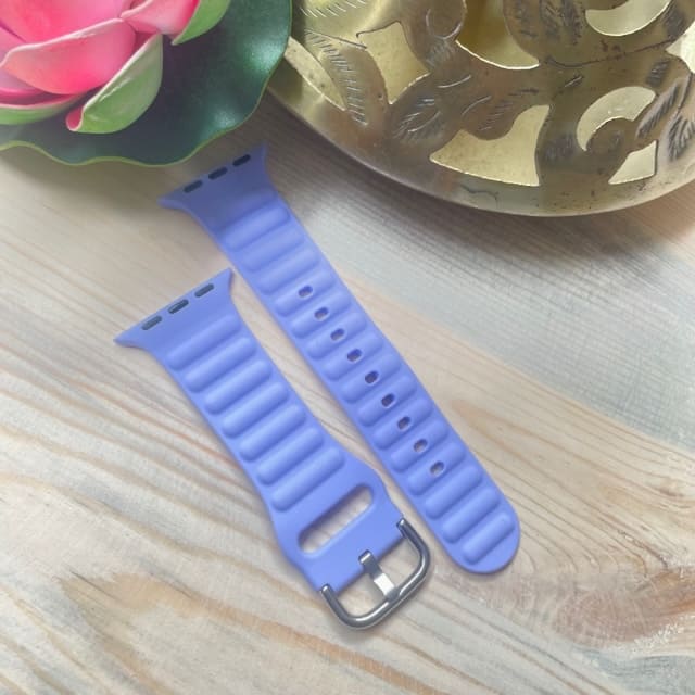 Pastel shade Ridge Silicone With Metal Buckel Apple Watch Band For 38-40-41 mm from hanging owl