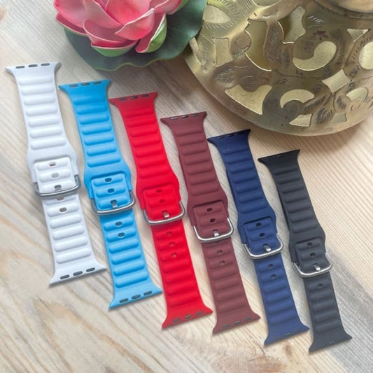 Ridge Silicone With Metal Buckel Apple Watch Band For 38-40-41 mm from hanging owl
