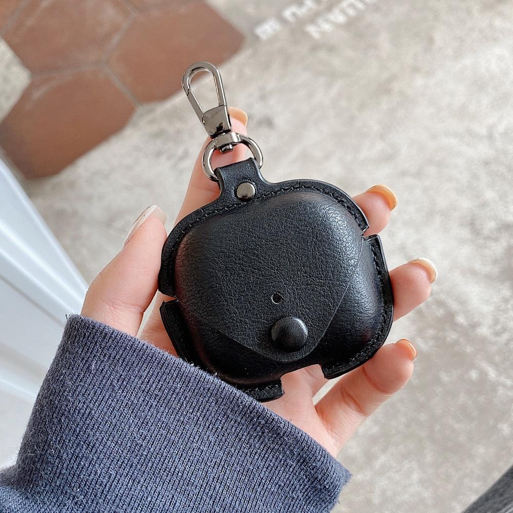 3RD Generation Button Pouch Leather AirPods Cases Cover BLACK