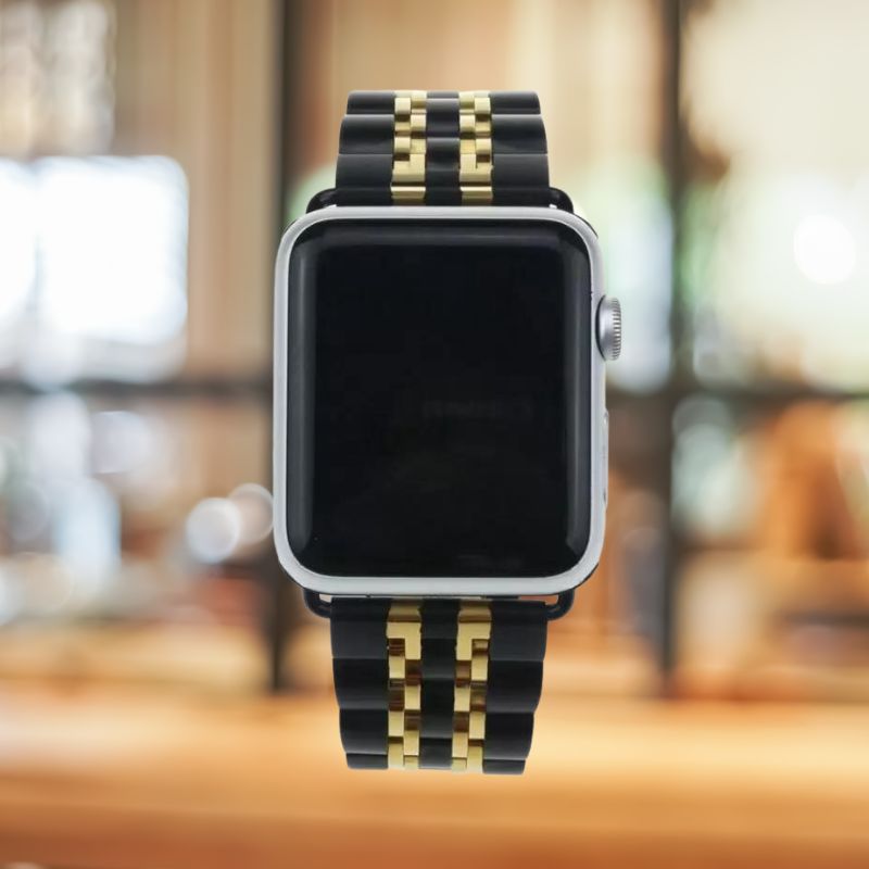 Black Gold Stainless Steel Metallic Band For Apple Watch 42-44-45-49 mm