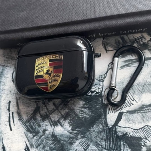 Black Pors Glossy Silicone Airpods Case Cover for Pro