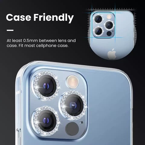 Diamond Studed Camera Lense Protector Ring For iPhone 12 Pro Max