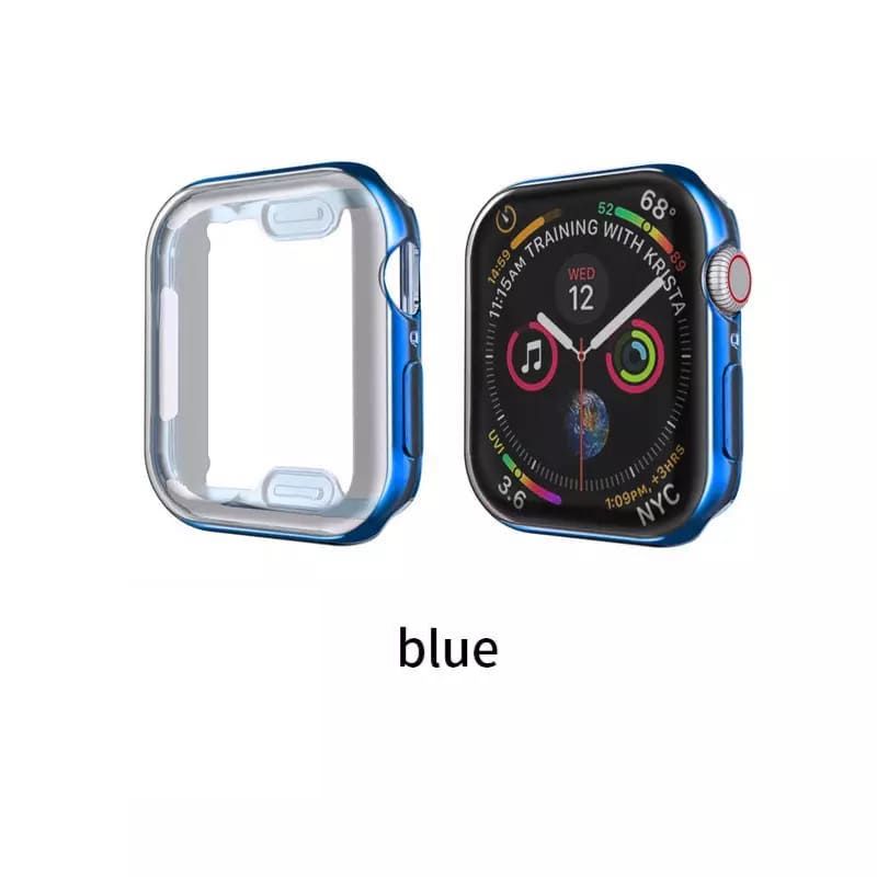 Flexible Silicone Metal Finish Apple Watch Case For 44 mm