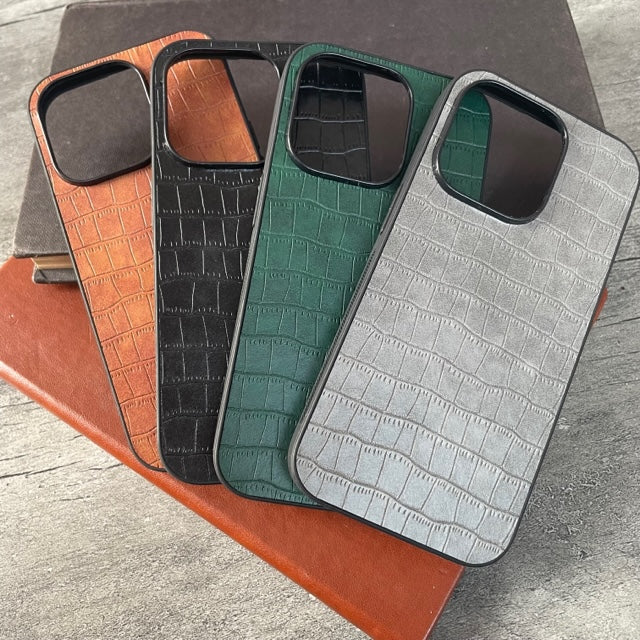 Croco Design PU Leather On Silicone Case For IPhone 14 series