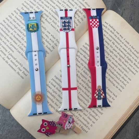 Team Logo Printed Liquid Silicone Apple Watch Band for 42-44-45 mm