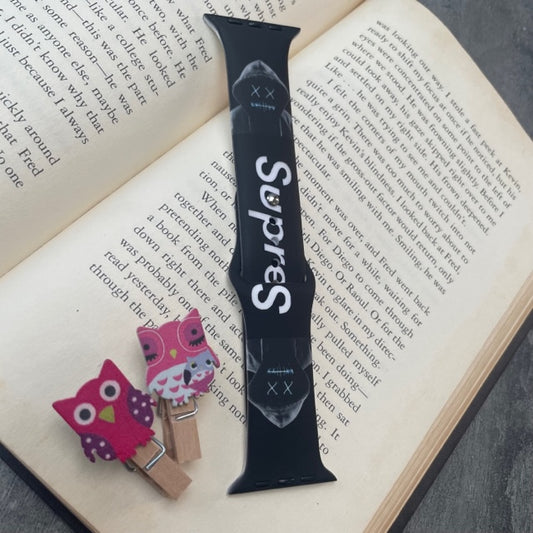 Sup Black Printed Liquid Silicone Apple Watch Band for 42-44-45 mm