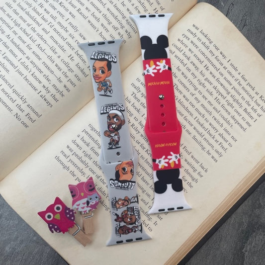 Cartoon Printed Liquid Silicone Apple Watch Band for 42-44-45 mm