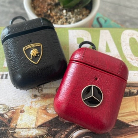 Luxury Car Logo Leather Case For Apple Airpos 1-2 Generation