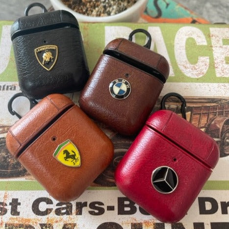 Luxury Car Logo Leather Case For Apple Airpos 1-2 Generation
