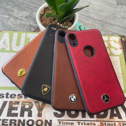 Leather Luxury Car Logo Case For iPhone XR