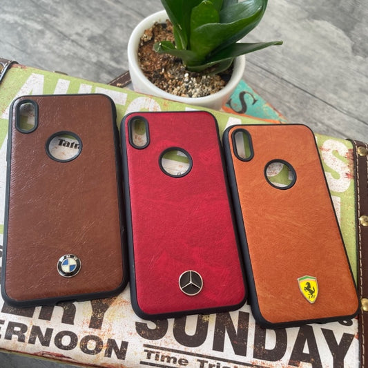 Leather Luxury Car Logo Case For iPhone X