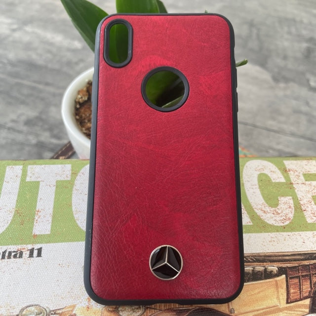 Leather Luxury Car Logo Case For iPhone X