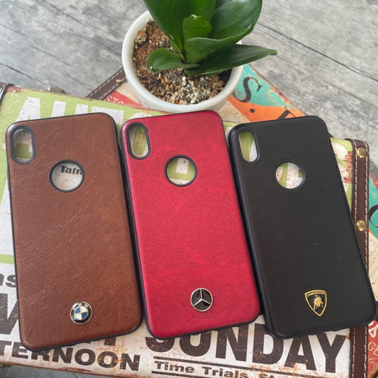 Leather Luxury Car Logo Case For iPhone XS