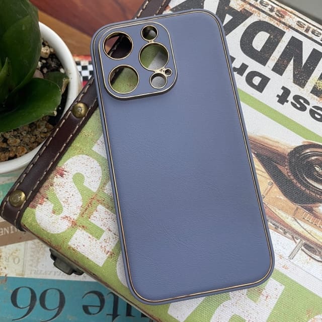 Luxurious Leather Case With Gold Border For Iphone 14 series