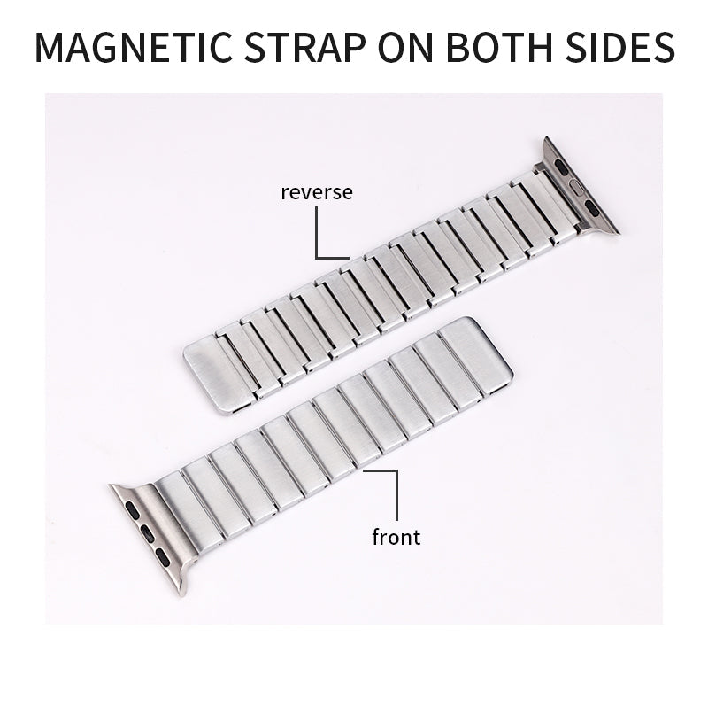 Silver Metallic Magnetic Link Band For Apple Watch 42-44-45-49 mm