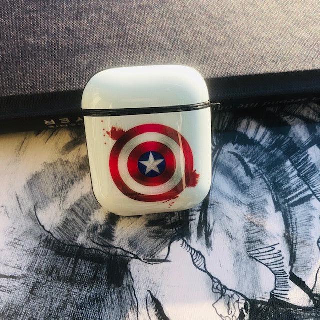 CAPTAIN AMERICA GLOSSY SILICONE AIRPODS CASE COVER FOR 1&2 - Hanging Owl  India