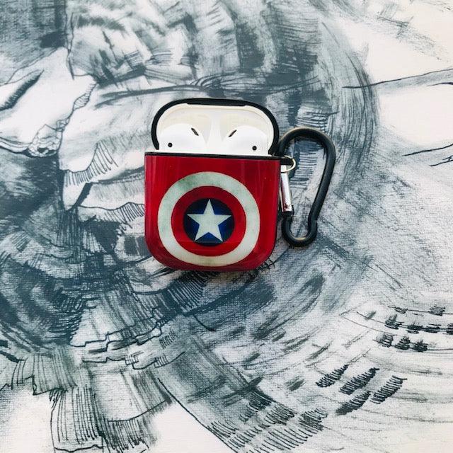 CAPTAIN AMERICA GLOSSY SILICONE AIRPODS CASE COVER FOR 1&2 - Hanging Owl  India