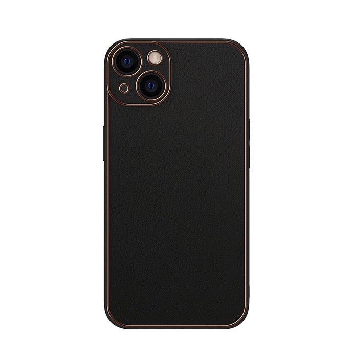 Colorful Leather Case With Gold Border For Iphone 11-12-13 series IPHONE-11 BLACK