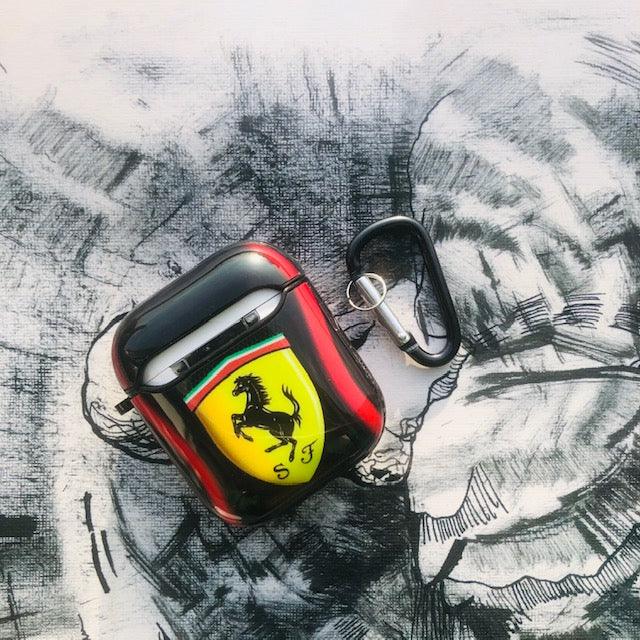 FERRARI GLOSSY SILICONE AIRPODS CASE COVER FOR 1-2 - Hanging Owl  India