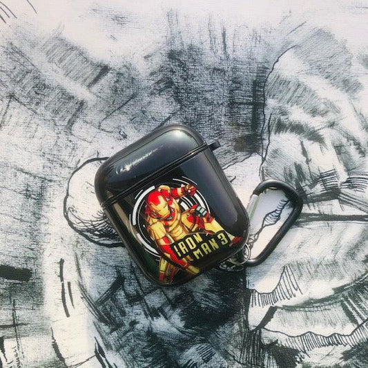IRON MAN 3  GLOSSY SILICONE AIRPODS CASE COVER FOR 1-2 - Hanging Owl  India