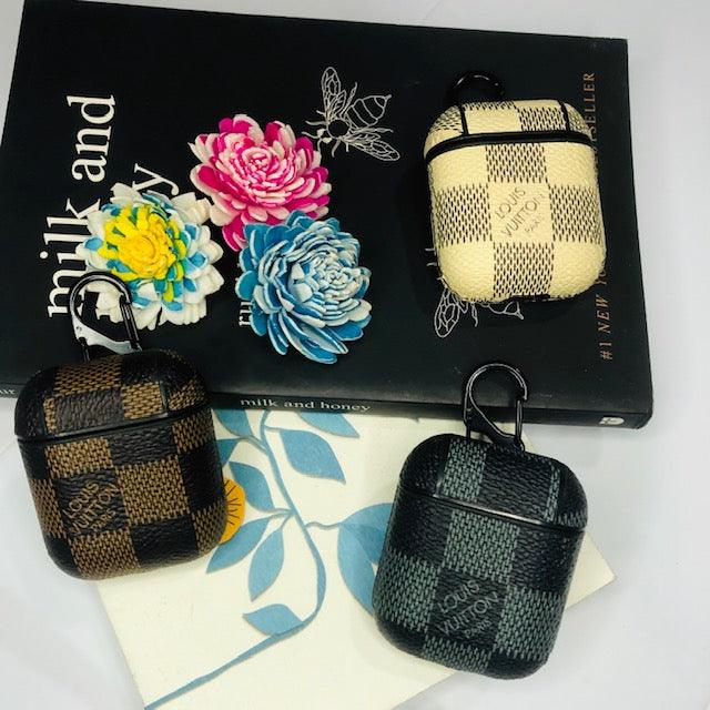 LV SQUARE CHECKS LEATHER AIRPODS CASE - Hanging Owl  India