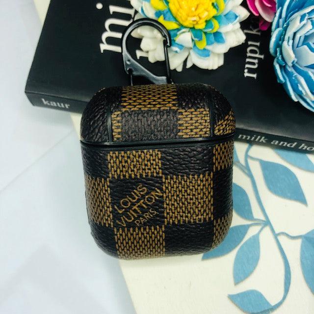 LV SQUARE CHECKS LEATHER AIRPODS CASE - Hanging Owl  India