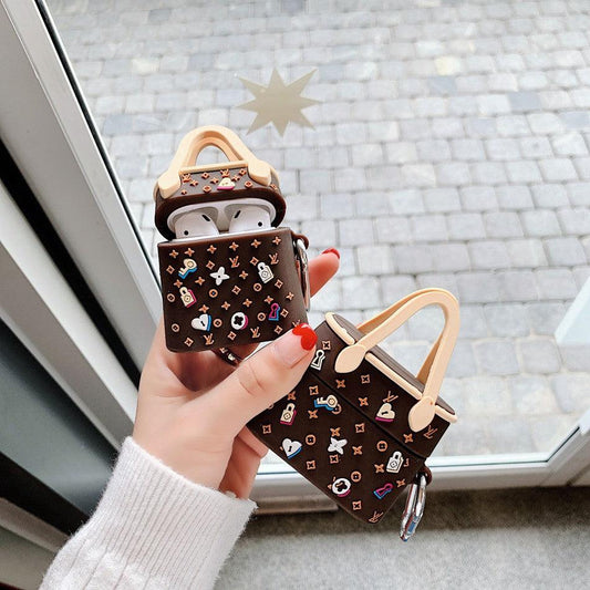 LV TOTE BAG SILICONE AIRPODS CASE COVER FOR 1-2 & PRO - Hanging Owl  India