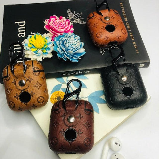 Blue LV Solid Leather Airpods Case