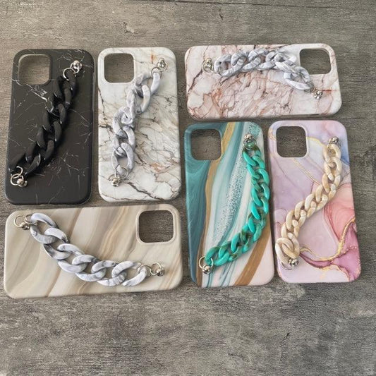 Natural Stone Printed With Chain design Silicone Iphone Case For 11-12 series - Hanging Owl  India