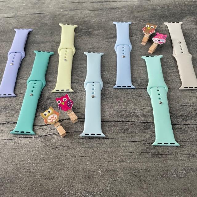 Pastel Shades Of Liquid Silicone Apple Watch Band for 38-40 mm - Hanging Owl  India