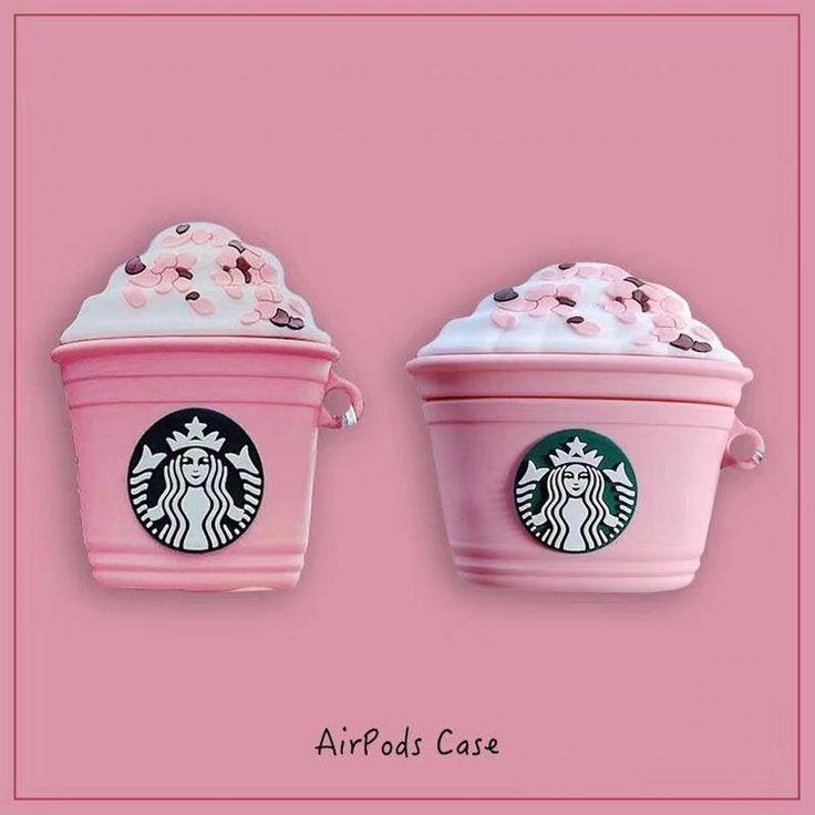 PINK STAR-BUCKS ICE-CREAM SILICONE AIRPODS CASE COVER FOR 1 & 2 - Hanging Owl  India