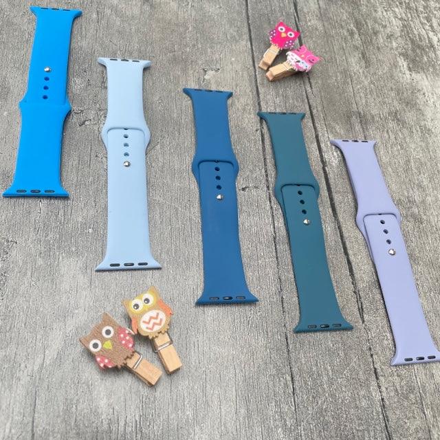 Tint And Shades Of Blue Liquid Silicone Apple Watch Band for 42-44 mm - Hanging Owl  India