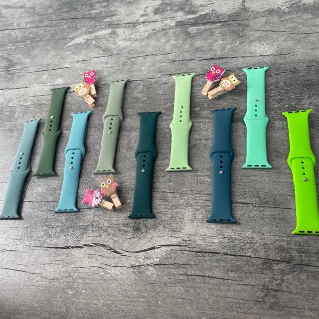 Tint And Shades Of Green Liquid Silicone Apple Watch Band for 38-40 mm - Hanging Owl  India