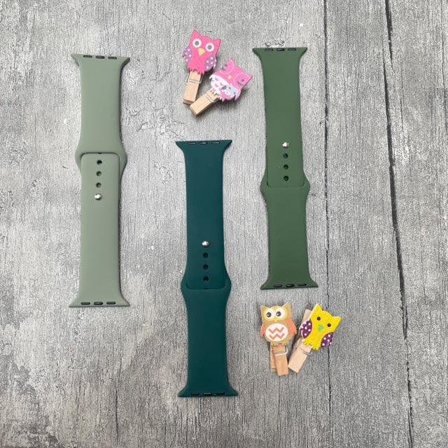 Tint And Shades Of Green Liquid Silicone Apple Watch Band for 42-44 mm - Hanging Owl  India