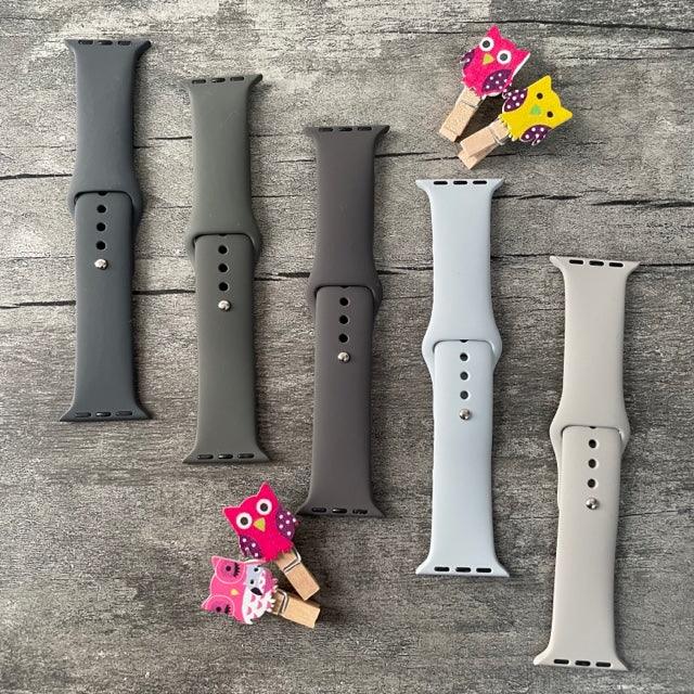 Tint And Shades Of Grey Liquid Silicone Apple Watch Band for 38-40 mm - Hanging Owl  India