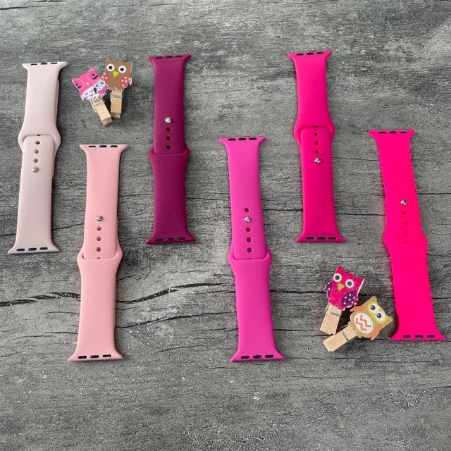 Tint And Shades Of Pink Liquid Silicone Apple Watch Band for 38-40 mm - Hanging Owl  India